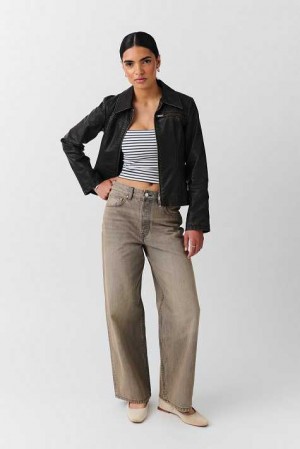 Women Gina Tricot Baggy Wide Jeans White | 97EAFNPGW