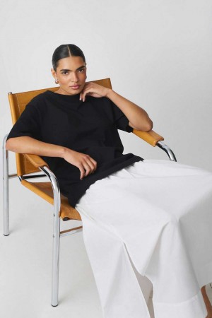 Women Gina Tricot Basic Oversized T Shirts Black | 76ABCZHWL