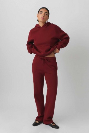 Women Gina Tricot Basic Straight Sweatpants Red | 53LHNIWMO