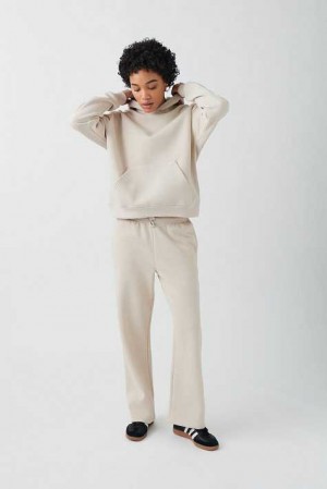 Women Gina Tricot Basic Straight Sweatpants Beige | 95JKZMYLS