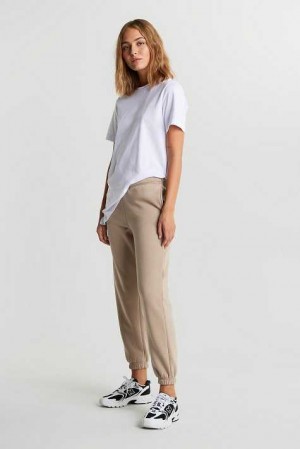 Women Gina Tricot Basic Sweatpants Beige | 70GZCQRDU
