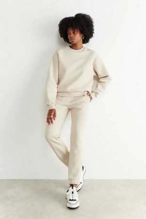 Women Gina Tricot Basic Sweatpants Beige | 87PLVMQEK