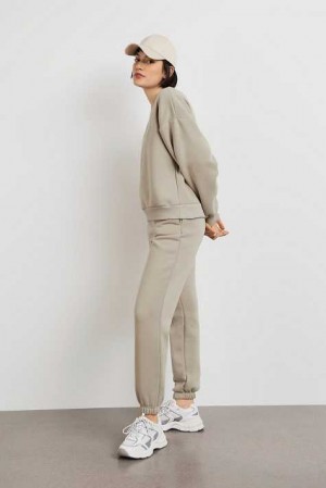 Women Gina Tricot Basic Sweatpants Beige | 79JDTUYOP