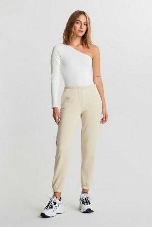Women Gina Tricot Basic Sweatpants White | 65WKEMYHQ