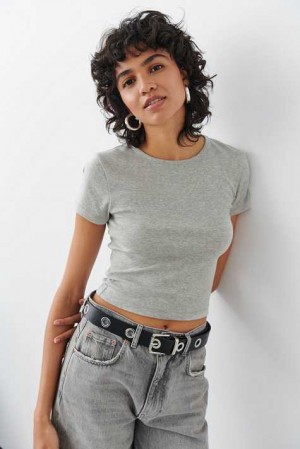Women Gina Tricot Basic Tight Top Grey | 61YRBULSN