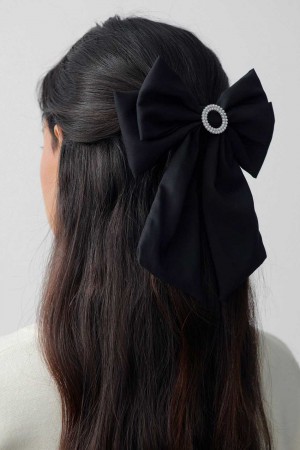 Women Gina Tricot Bow Hair Clips Black | 49RLCGONM