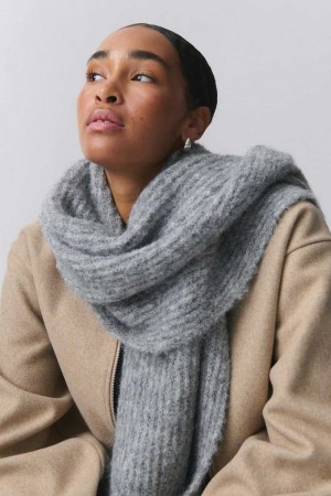 Women Gina Tricot Brushed Scarf Grey | 64WZUQYBT