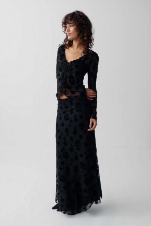 Women Gina Tricot Burnout Skirts Black | 57IALSOHN