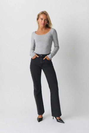 Women Gina Tricot Classic Boot Jeans Black | 19GCENVZR