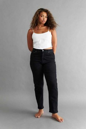 Women Gina Tricot Comfy Mom Jeans Black | 68BJHTAOU