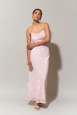 Women Gina Tricot Cowl Neck Dress Pink | 51WPNXGBS