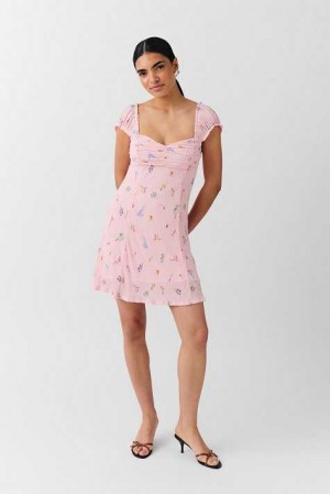 Women Gina Tricot Crinkle Mini Dress Pink | 32ETKLRQI