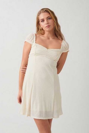 Women Gina Tricot Crinkle Mini Dress White | 31LBVJRUD