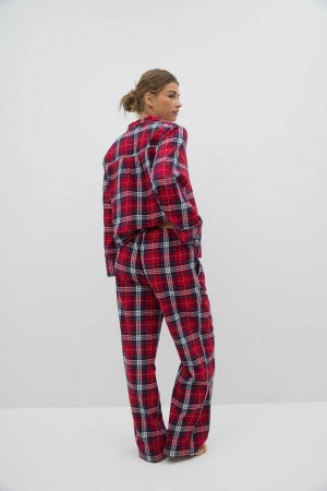 Women Gina Tricot Flannel Pyjamas Red | 53DRPXGNM