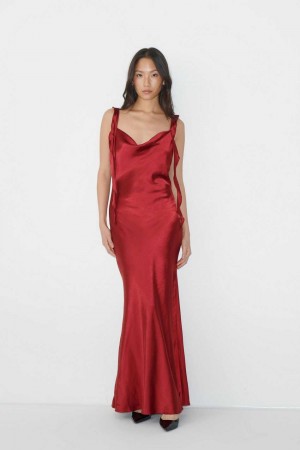 Women Gina Tricot Frill Dress Red | 31LKXGZUQ