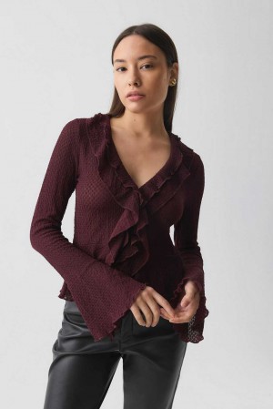 Women Gina Tricot Frill Top Red | 42FKRVAPN