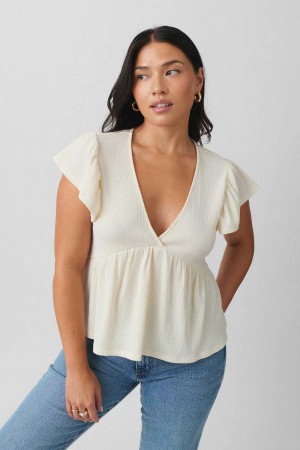 Women Gina Tricot Frill Top White | 31ERKMTXF