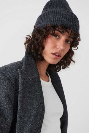 Women Gina Tricot Hairy Rib Hat Grey | 95ZQOXKWD