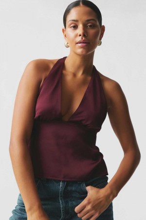 Women Gina Tricot Halterneck Top Red | 68LJQWDHG