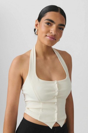 Women Gina Tricot Halterneck Vest Beige | 17PGQRFOM