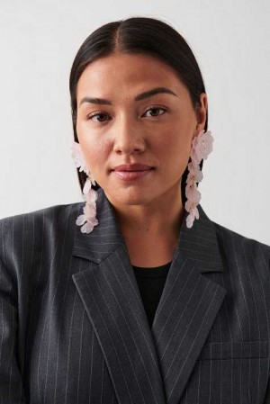 Women Gina Tricot Hanging Flower Earrings Pink | 43FMHVISA