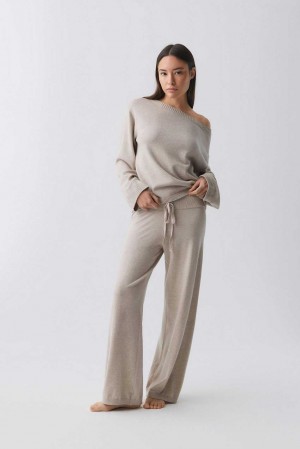Women Gina Tricot Homewear Trousers Beige | 37EZUVDCG