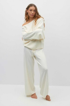 Women Gina Tricot Homewear Trousers White | 04ZCKOITE