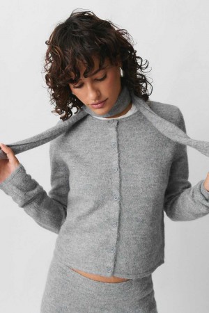 Women Gina Tricot Knitted Cardigan Grey | 46AWBIPRH