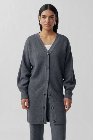 Women Gina Tricot Knitted Cardigan Grey | 16WTZCAEL