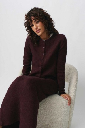 Women Gina Tricot Knitted Cardigan Red | 51MHJGYRP