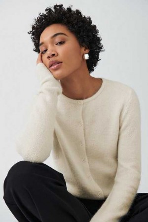 Women Gina Tricot Knitted Cardigan White | 69BCKQRSN