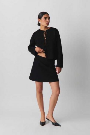 Women Gina Tricot Knitted Jacquard Skirts Black | 83TNKXAWO