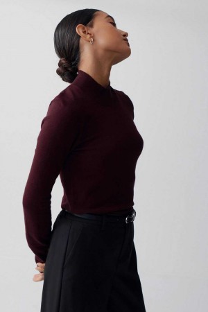 Women Gina Tricot Knitted Long Sleeve Sweaters Red | 74OQBATZF