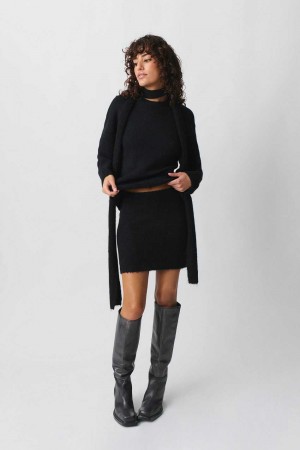 Women Gina Tricot Knitted Mini Skirts Black | 82FYPTCBW