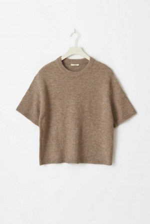 Women Gina Tricot Knitted Sweaters Beige | 70IALKPUD