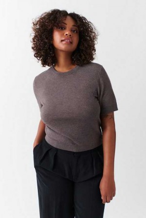 Women Gina Tricot Knitted Sweaters Beige | 09EGXFKQM