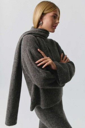 Women Gina Tricot Knitted Sweaters Beige | 76NIDFHOM