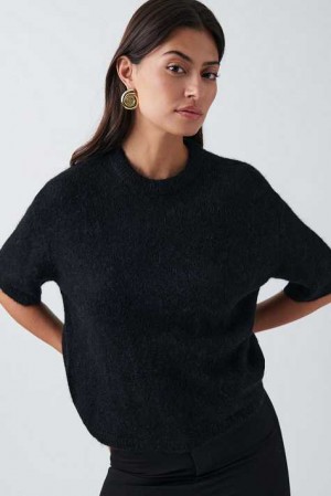 Women Gina Tricot Knitted Sweaters Black | 45GXSAHNQ