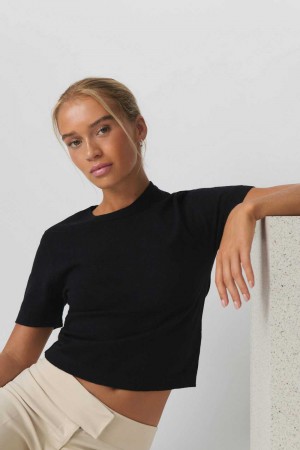 Women Gina Tricot Knitted Sweaters Black | 15JDOTWYF