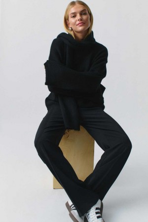 Women Gina Tricot Knitted Sweaters Black | 57YTCAEZX