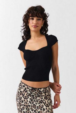 Women Gina Tricot Knitted Sweaters Black | 82HVYZUIB