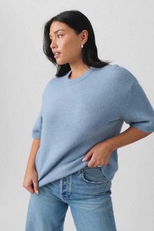 Women Gina Tricot Knitted Sweaters Blue | 03FRDHNBZ