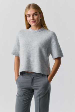 Women Gina Tricot Knitted Sweaters Grey | 46HRJKOQE