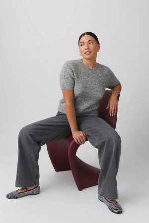 Women Gina Tricot Knitted Sweaters Grey | 43CGTKSPD