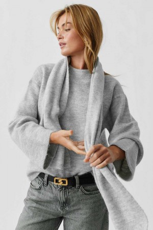 Women Gina Tricot Knitted Sweaters Grey | 95HKMZFYC
