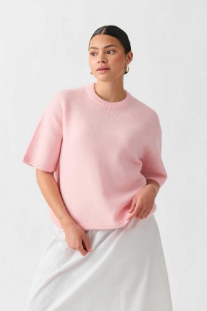 Women Gina Tricot Knitted Sweaters Pink | 97GCOJLSB