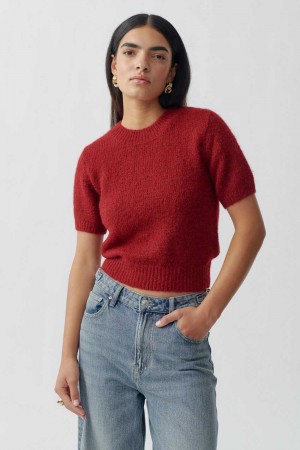 Women Gina Tricot Knitted Sweaters Red | 27DVKMOJE