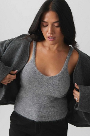Women Gina Tricot Knitted Tank Top Grey | 17RFJLHTV
