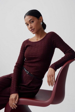 Women Gina Tricot Knitted Top Red | 90MQFLSRO
