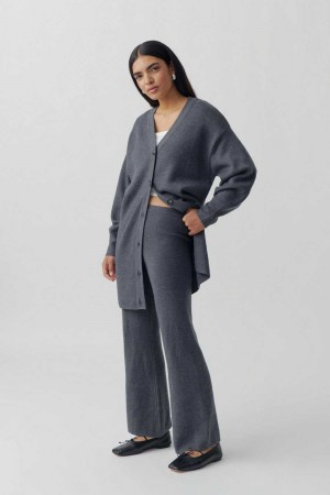 Women Gina Tricot Knitted Trousers Grey | 29BDIQYKM